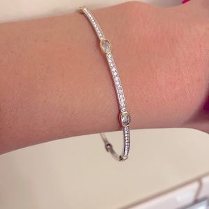 Rare! Kate Spade Set Stone Silver Gold Bangle